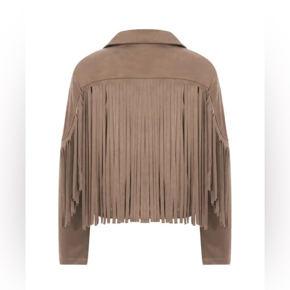 Western Tan Fringe Open Front Jacket NEW - Picture 2 of 7